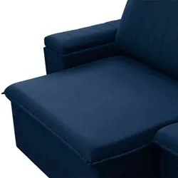 Sofá Retrátil Reclinável 3 Lugares 245cm Baluart F05 Veludo Azul - Mpo