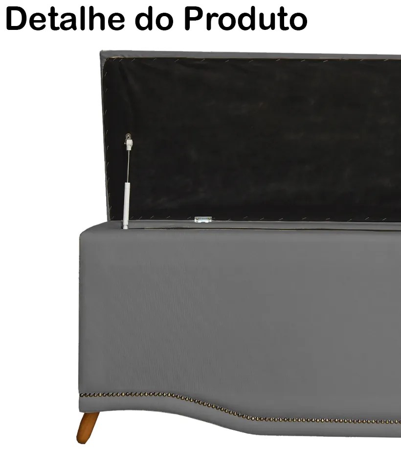 Calçadeira Baú Casal 140cm Greta Pés Palito Suede Cinza - Sheep Estofados