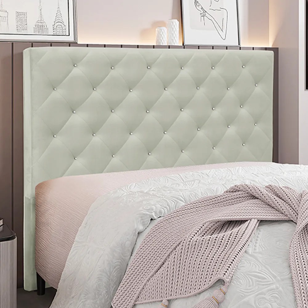 Cabeceira Decorativa Casal 1,40M Tàzio Veludo Prata G63 - Gran Belo