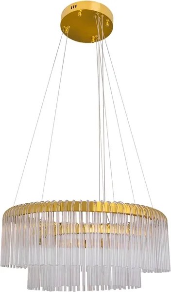 Pendente Led Aço Inox Dourado 80w 3000k Cascata