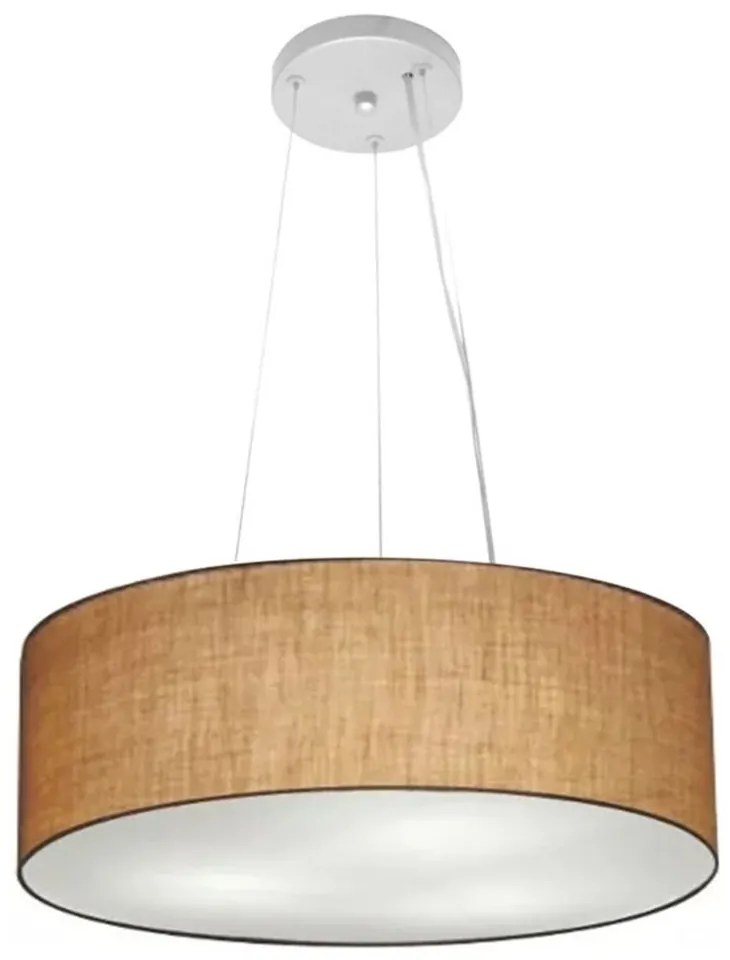 Lustre Pendente Cilíndrico Md-4184 Cúpula em Tecido 45x15cm Palha - Bivolt