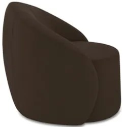 Poltrona Sala Giratória Redonda 91cm Steve Suede Marrom I01  - Mpozena