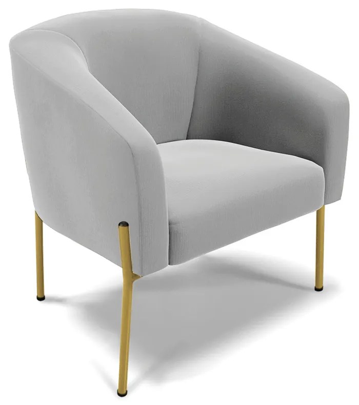 Sofá Namoradeira e Poltrona Pé de Ferro Dourado Stella Suede D03 - D'Rossi - Cinza