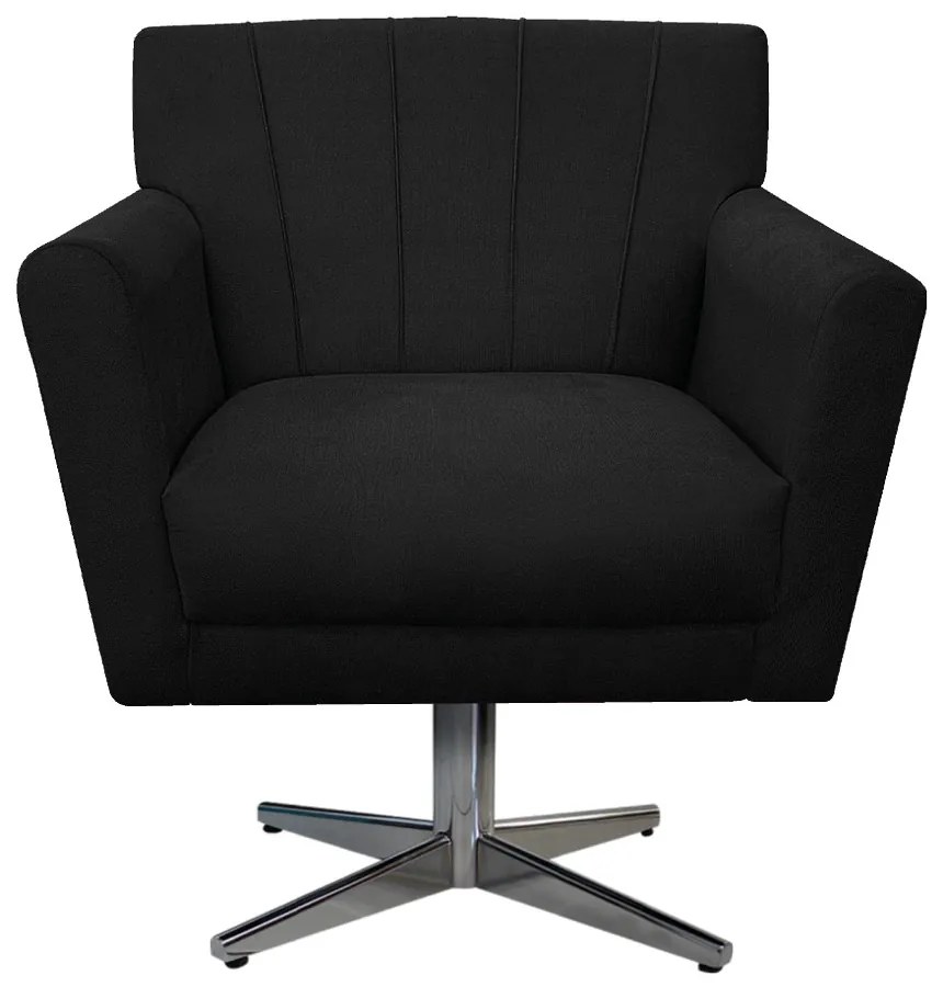 Poltrona Laura Base Giratória de Metal Suede Preto - ADJ Decor