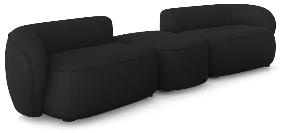 Sofá Versátil Sala de Estar Egito 362cm Modulado Veludo Preto G52 - Gran Belo