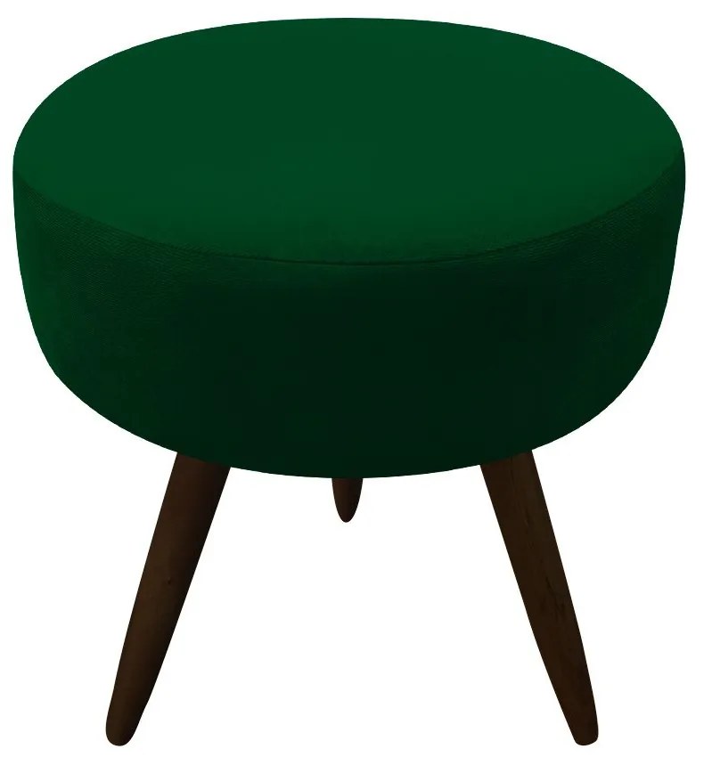 Puff Banqueta Berlim Redondo Suede Verde Pés Tabaco D'Rossi