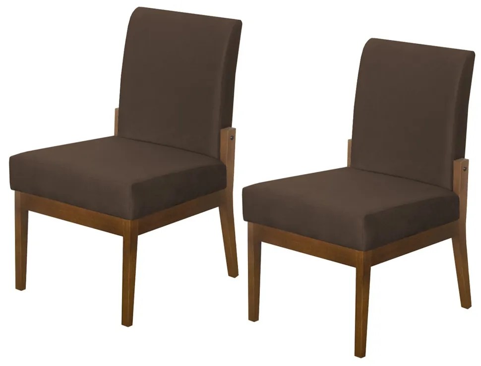 Kit 02 Cadeiras de Jantar Helena Suede Marrom - Decorar Estofados