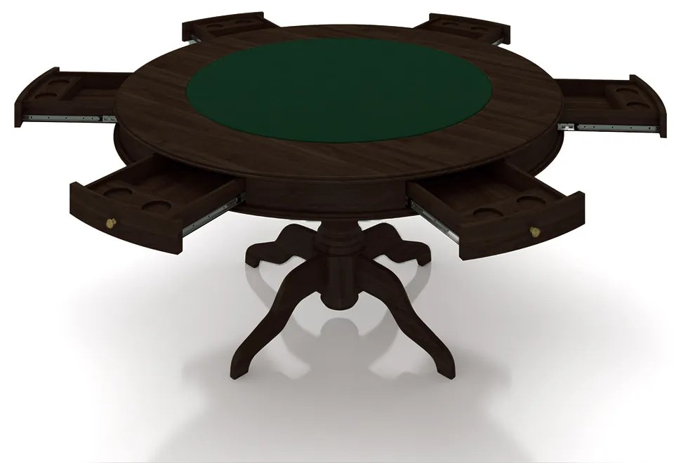 Conjunto Mesa de Jogos Carteado Bellagio Tampo Reversível Verde e 6 Cadeiras Madeira Poker Base Estrela Linho OffWhite/Capuccino G42 - Gran Belo