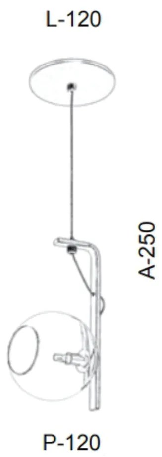 Pendente Globo Suporte 12X12X25Cm Metal E Globo Ø12Cm 01Xg9 |Old Artis... (COBRE FOSCO, AMBAR)