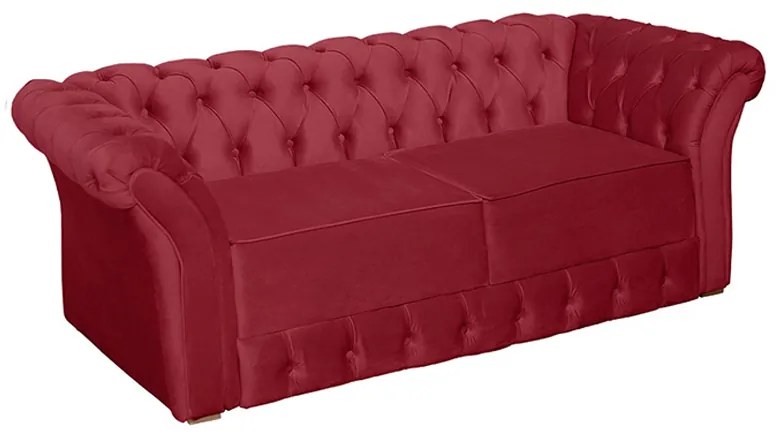 Namoradeira Sofá 2 Lugares Chesterfield Capitonê 186cm Veludo Vermelho - Sheep Estofados - Vermelho