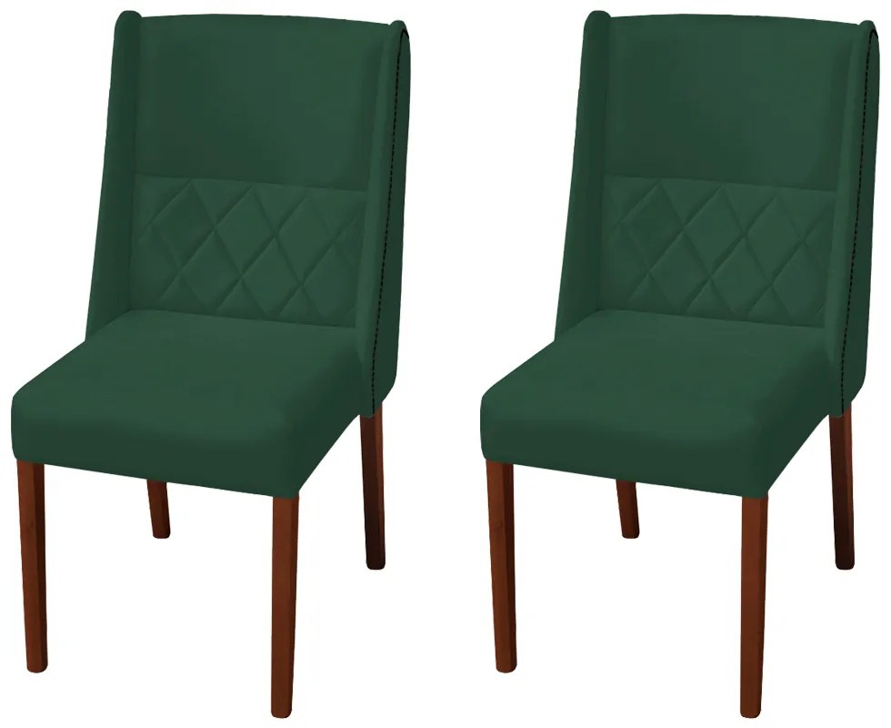 Kit 2 Cadeiras de Jantar Lecce Veludo Verde Bandeira