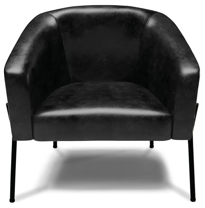 Poltrona Sala Decorativa Pé de Ferro Preto Kit 2 Stella Sintético PU D03 - D'Rossi - Preto