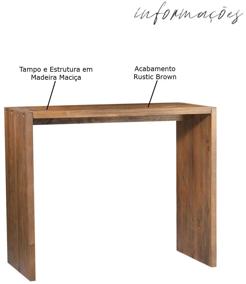 Balcão para Cozinha Flauer Madeira Maciça Rustic Brown - Gran Belo