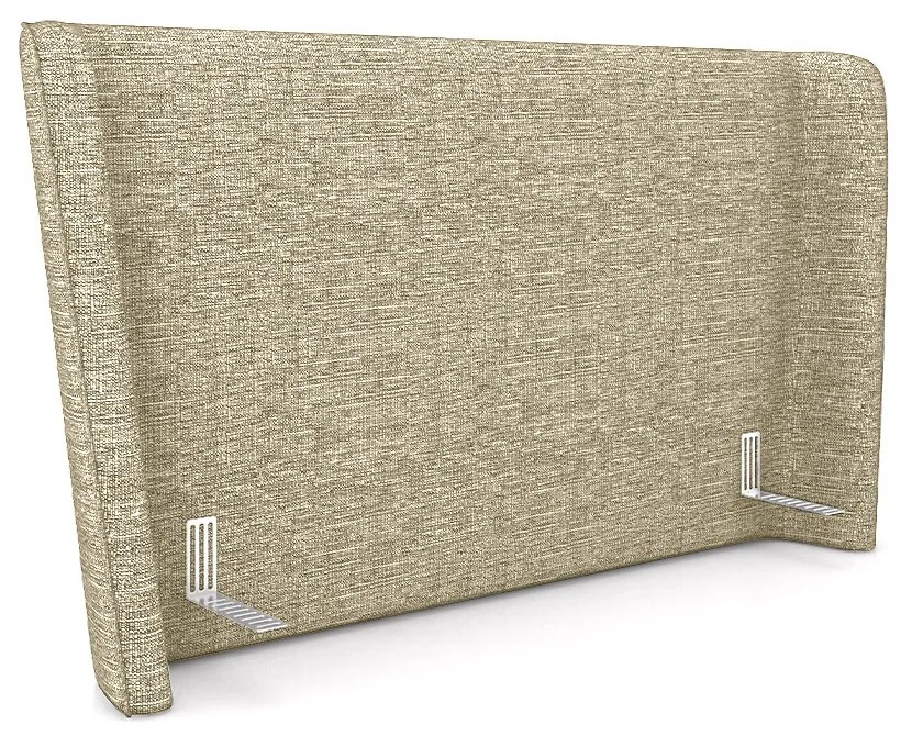 Cabeceira Design para Cama de Casal Torres Pés em Madeira Linho Bege G91 - Gran Belo