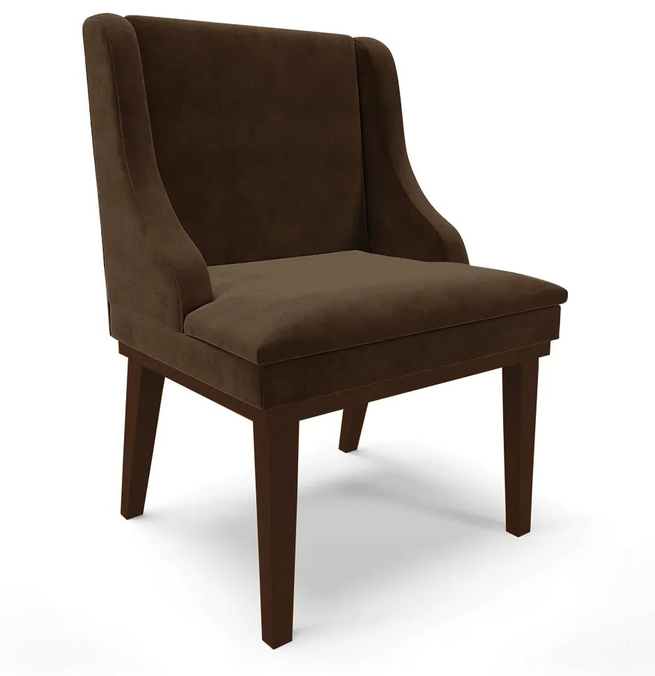 Cadeira de Jantar Liz Suede Base Fixa Madeira Tabaco D03 - D'Rossi - Marrom