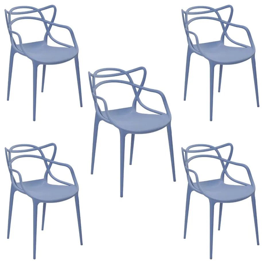 Kit 5 Cadeiras Decorativas Sala e Cozinha Feliti (PP) Azul Caribe G56 - Gran Belo
