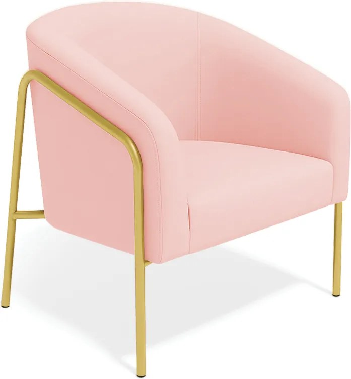 Poltrona Sala Industrial Alta Dourado Stella Suede D03 - D'Rossi - Rosa Bebê