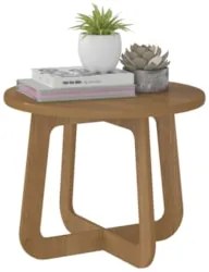 Mesa Centro Redonda 59cm Para Sala MDF Rexxar Cinamomo A09 - Mpozenato