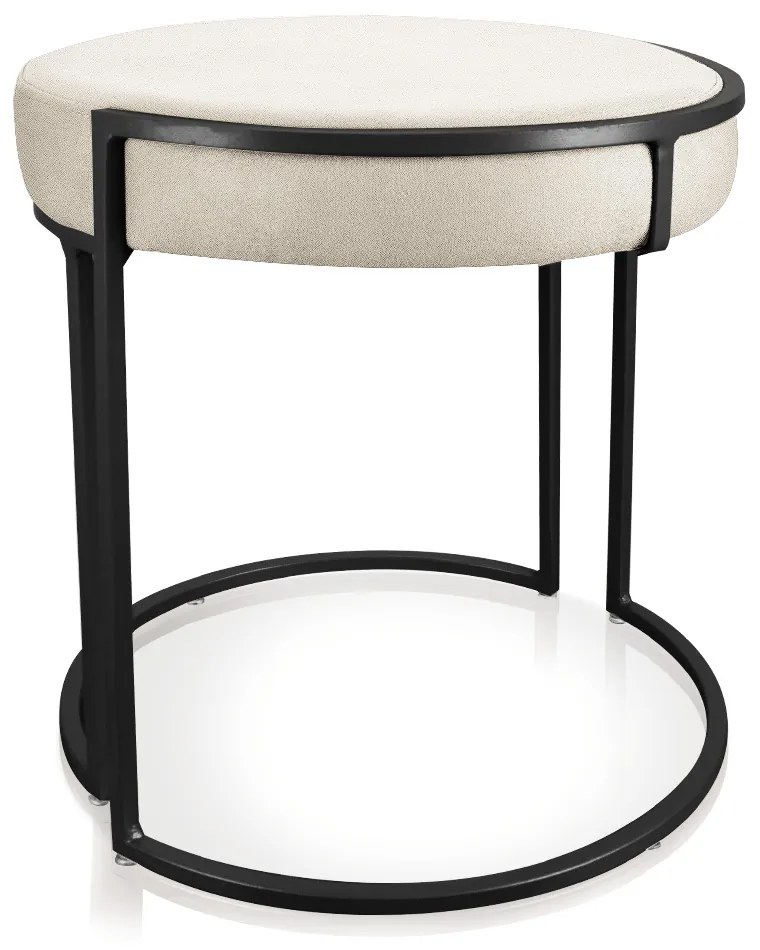 Puff Redondo Base Industrial Preto Love Suede D03 - D'Rossi - Bege