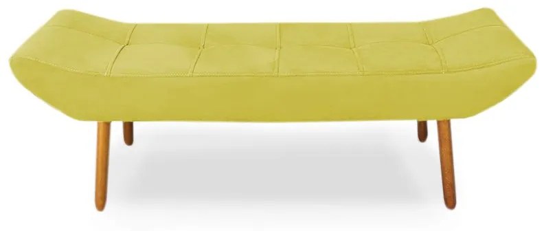 Cabeceira com Calçadeira Solteiro 90cm Maya Suede Amarelo - Sheep Estofados - Amarelo
