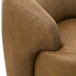 Poltrona Decorativa Giratória Orgânica Donk L08 Couro Camel - Mpozena