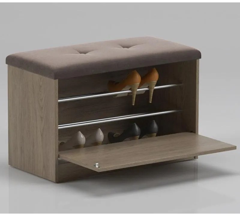 Sapateira Puff Cama Quarto Multifuncional Decoração - Aveiro/marrom