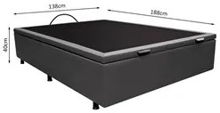 Base Box Baú para Cama Casal 138x188cm Liz S05 Sintético Cinza - Mpoze