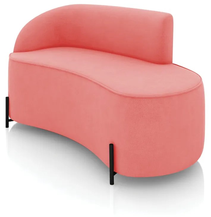 Sofá 2 Lugares Orgânico 140cm Pé Ferro Preto Morgan Suede D03 - D'Rossi - Rose