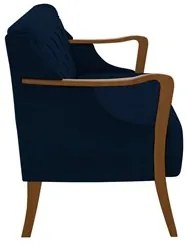 Poltrona Namoradeira 2 Lugares 135cm Capitonê Lapa M22 Veludo Azul Mar