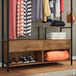 Guarda Roupa Casal Closet Barcelona 2 Gavetas Preto/Demolição - Artefa