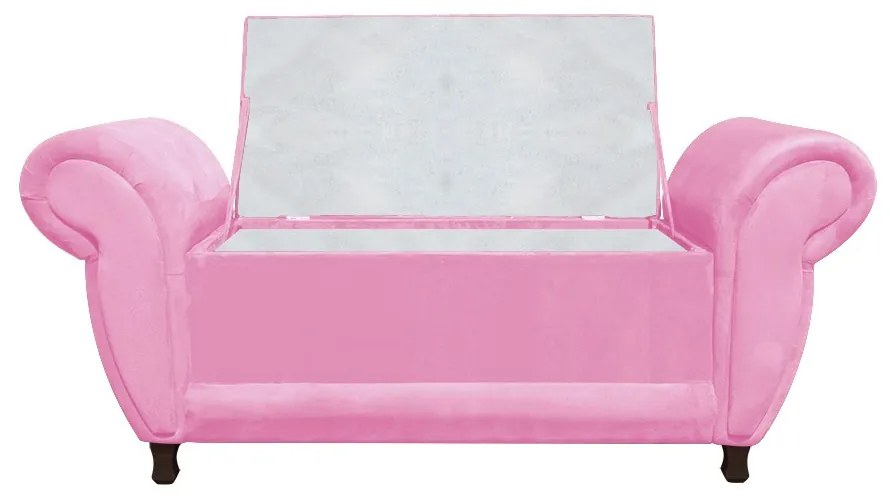 Kit 02 Recamier com Baú Itália Namoradeira Calçadeira Suede Rosa Bebê D'Rossi