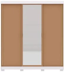 Guarda Roupa Casal 200cm Com Espelho Porto Flex Branco/Camarim - Vila