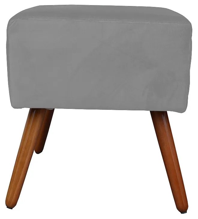 Puff Decorativo Quadrado Malu com Pés Palito Suede Cinza