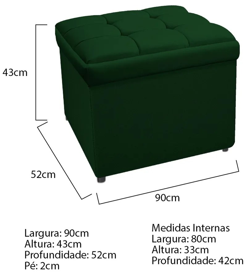 Calçadeira Copenhague 90 cm Solteiro Suede Verde - ADJ Decor