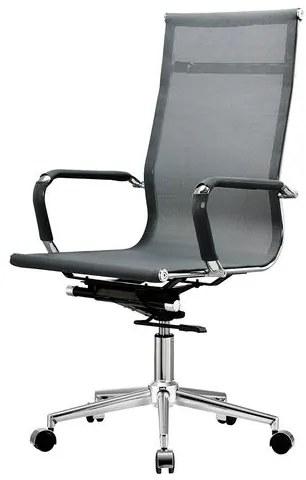 Cadeira Sydney Presidente Tela Preta Base Cromada - 71042 Sun House