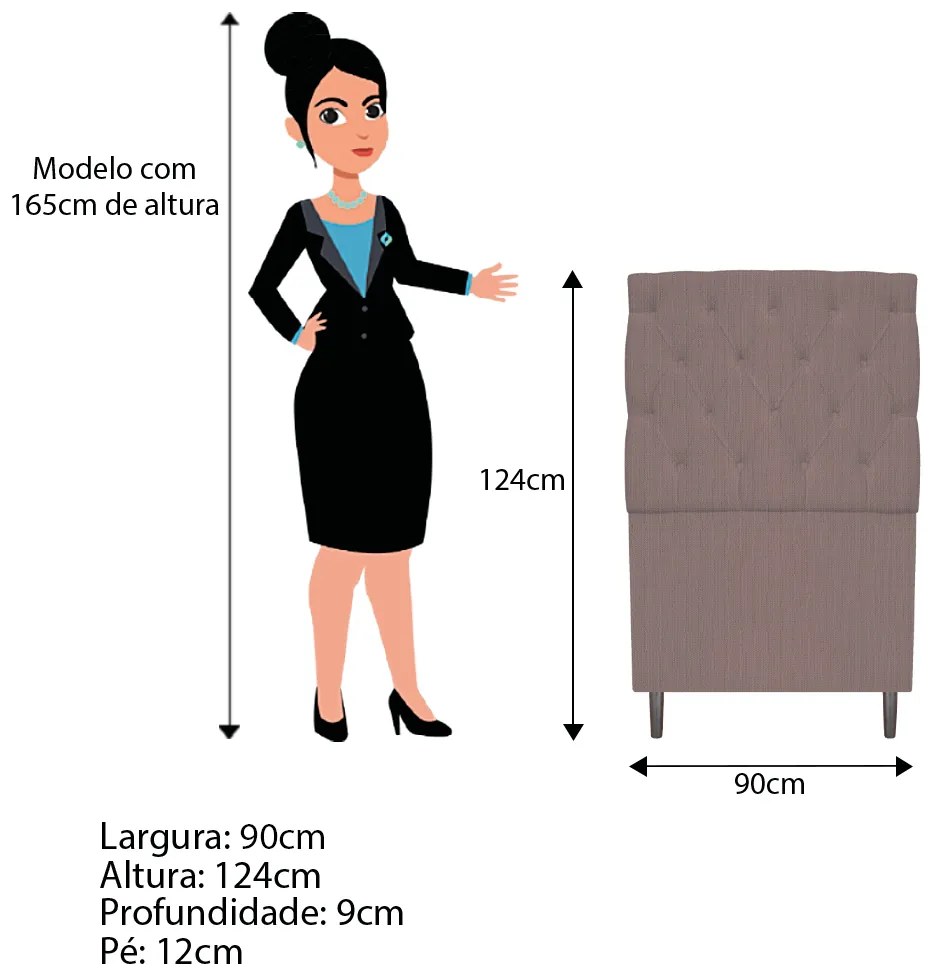 Kit Cabeceira e Calçadeira Liverpool 90 cm Solteiro Linho Rosê - ADJ Decor
