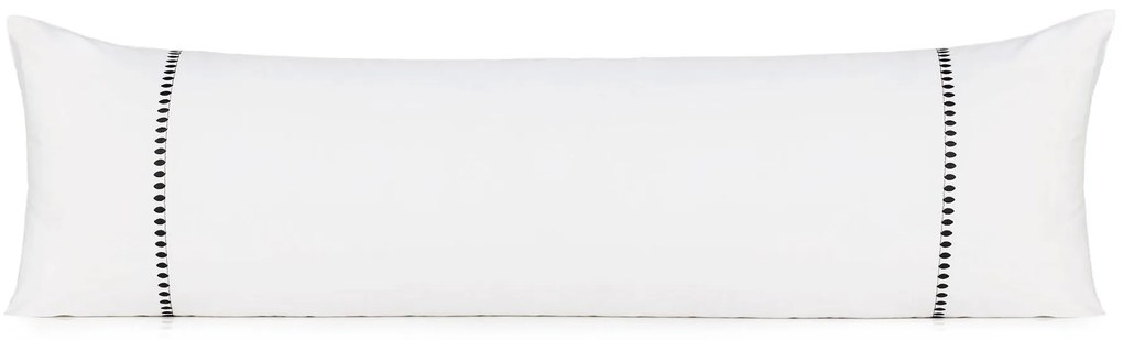 Fronha Para Body Pillow com Bordados nas Laterais em Cetim 300 fios Cerclê - Branco e Preto  Branco e Preto