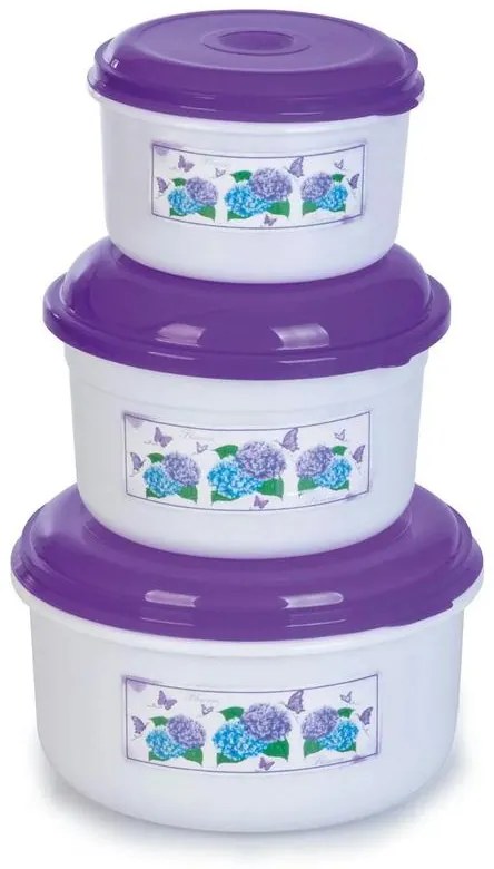 Kit Potes Redondos Hortência 3 Peças