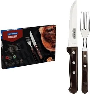 Jogo de Talheres para Churrasco Jumbo Tramontina Castanho Polywood 12 Peças