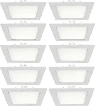Kit 10 Plafons Led Embutir Quadrado 18W Branco 22,5CM