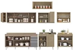 Armário de Cozinha Modulado de Canto 8 Peças CP26 Balcão com Tampo Cas