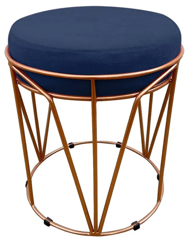 Puff Multiuso com Mesa Babu 2 em 1 Suede Base Cobre D'Rossi - Azul Marinho