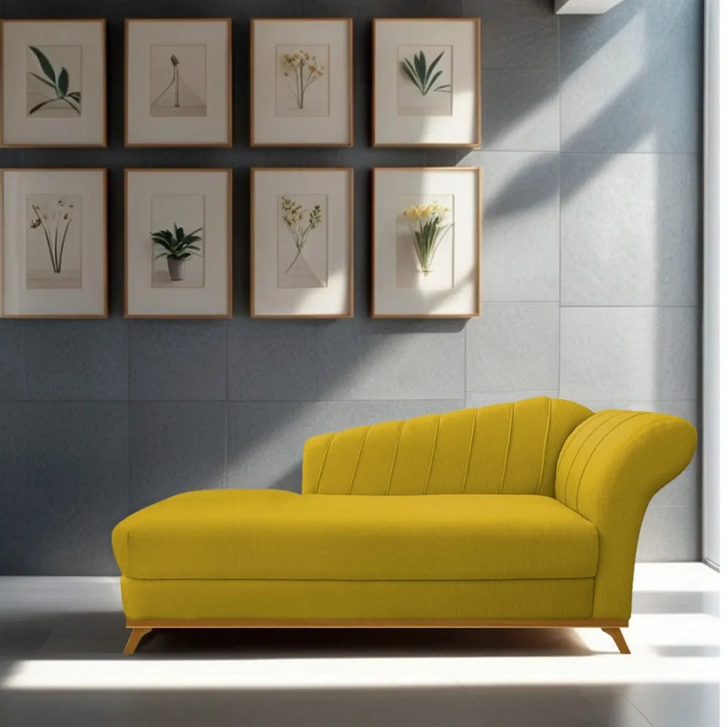 Recamier Vanessa 160cm Lado Esquerdo Suede Amarelo - ADJ Decor