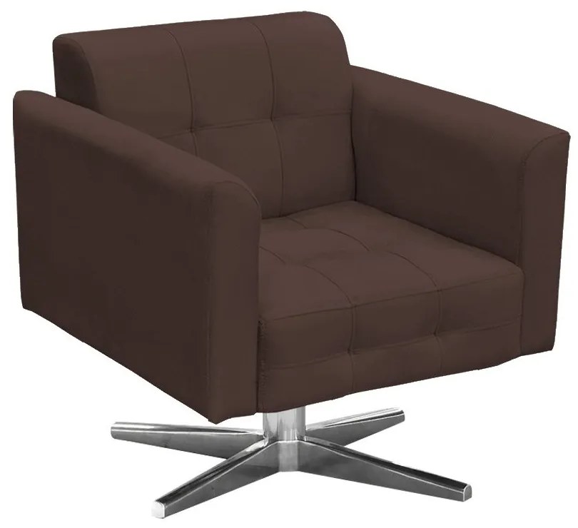 Kit 01 Namoradeira e 01 Poltrona Giratória Elisa Suede Base Estrela Cromada D'Rossi - Marrom