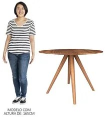 Mesa de Jantar 4 Lugares Redonda 107cm 100%MDF Grécia R02 Nogueira - M