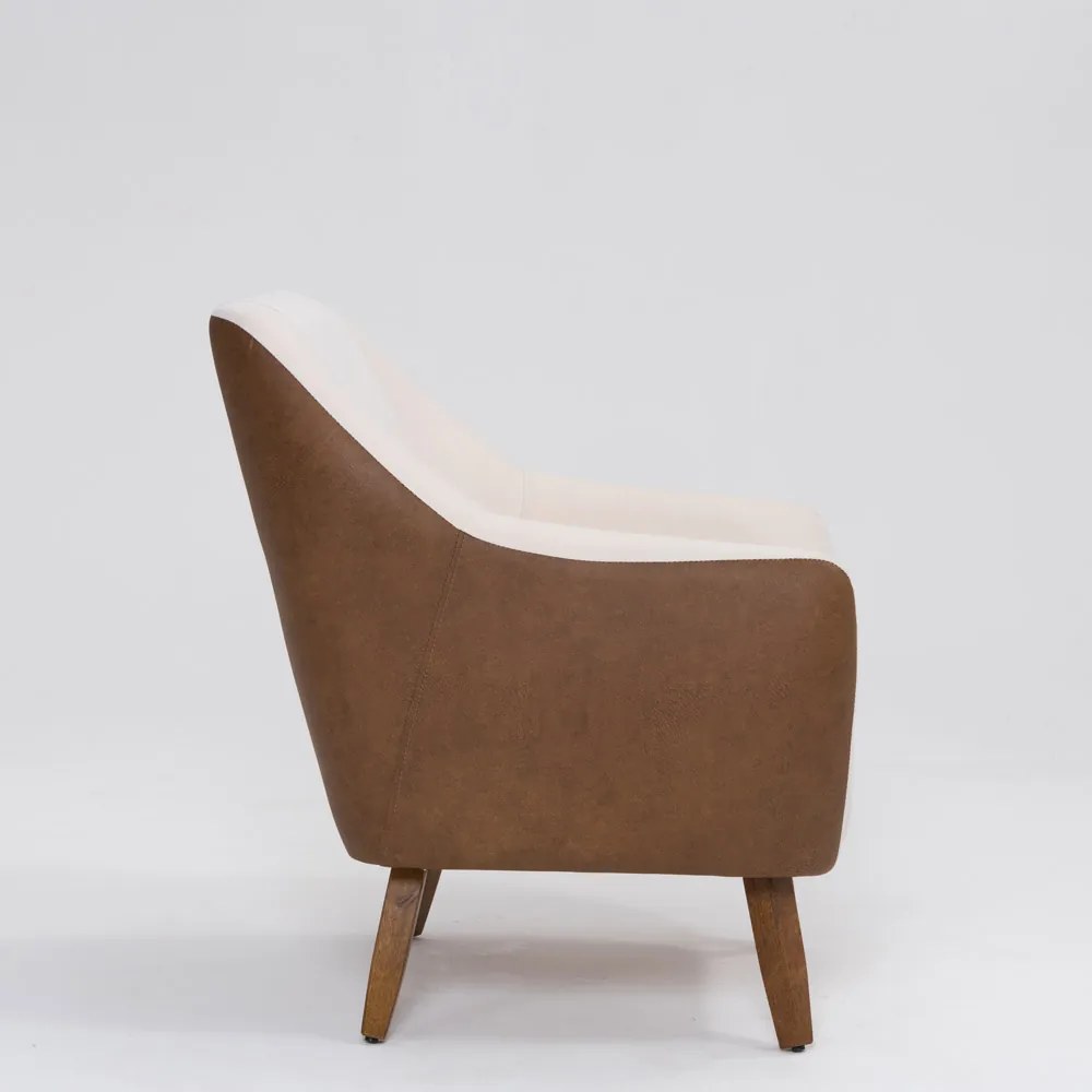 Poltrona Decorativa Pauline D07 Corano Terracota e Linho Pérola - D'Rossi