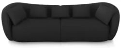 Sofá 3 Lugares 272cm Orgânico Pé Madeira Yume Veludo Preto Z55 - Mpoze