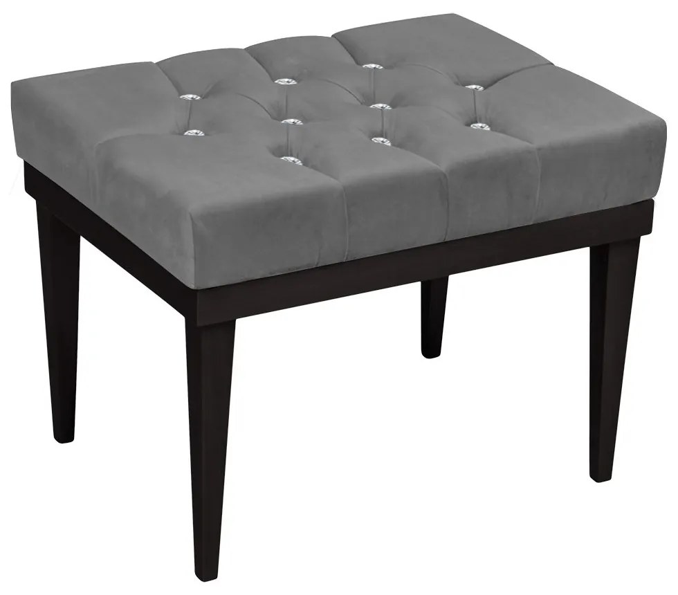 Puff Decorativo Londres Retangular Suede Grafite Com Strass - DRossi - D'Rossi