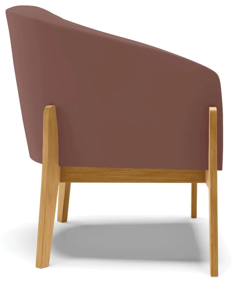 Poltrona Decorativa Base de Madeira Stella Veludo Rosê D03 - D'Rossi