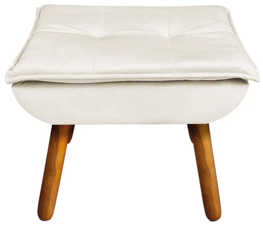 Puff Banqueta Decorativo Pé Palito Opala Veludo Bege D03 - D'Rossi